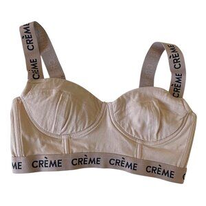 Creme Su Women's Tan Black Logo 30A Designer Bra Brassier Intimates